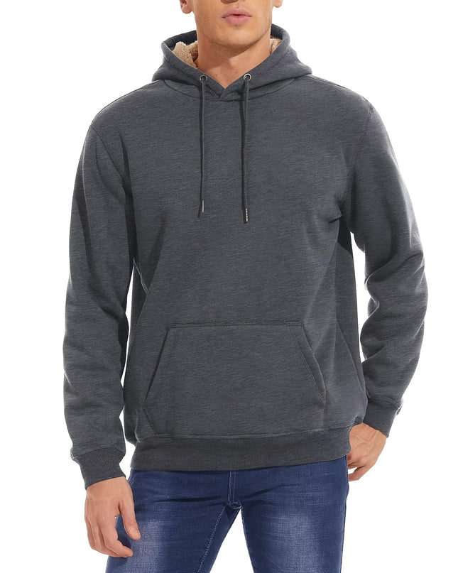 Men's Heavy Sherpa Fleece Hoodie - Cozy Pullover for Winter