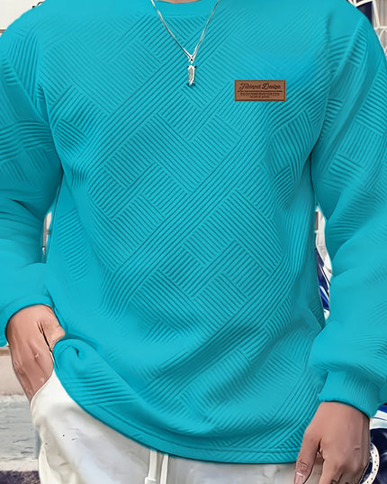 Men's Heavyweight Jacquard Sweatshirt - Casual Crew Neck Top
