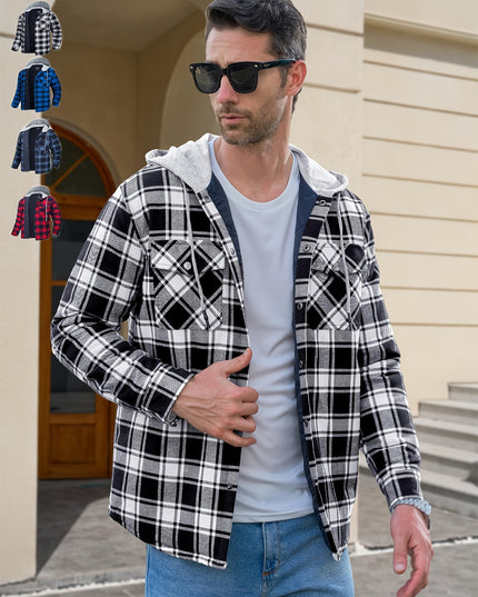 Men's Heavyweight Plaid Hooded Jacket - Cozy & Stylish Winter Wear