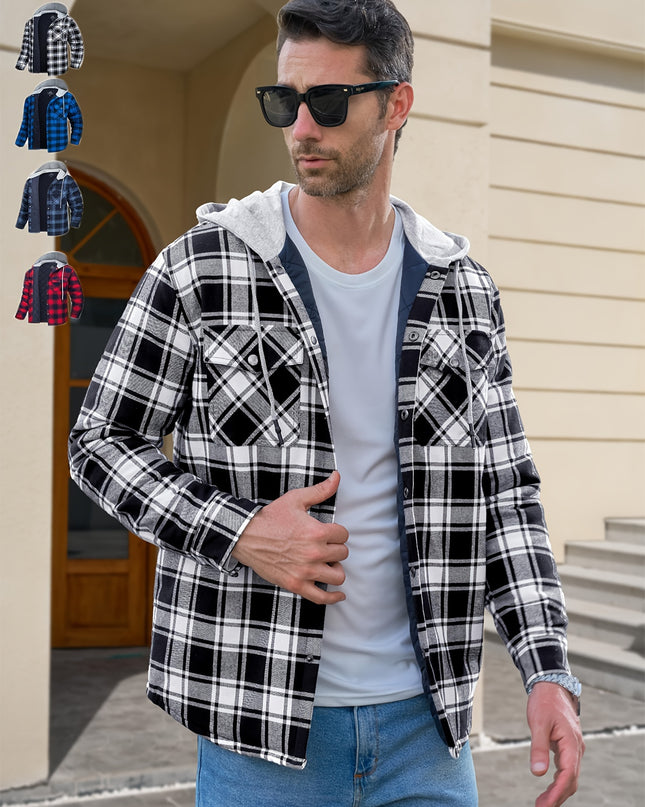 Men's Heavyweight Plaid Hooded Jacket - Cozy & Stylish Winter Wear