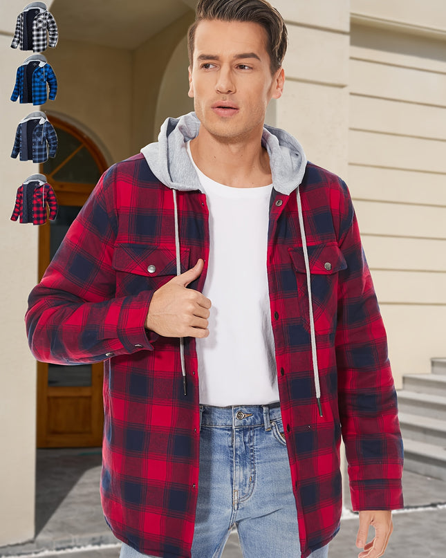 Men's Heavyweight Plaid Hooded Jacket - Cozy & Stylish Winter Wear