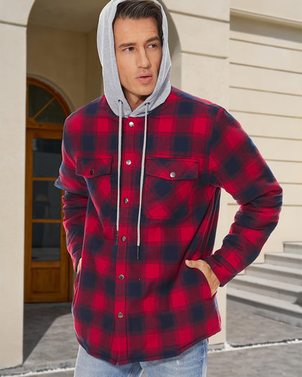 Men's Heavyweight Plaid Hooded Jacket - Cozy & Stylish Winter Wear