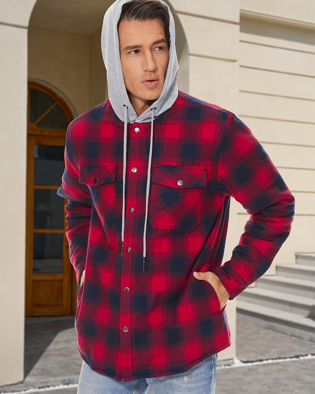Men's Heavyweight Plaid Hooded Jacket - Cozy & Stylish Winter Wear