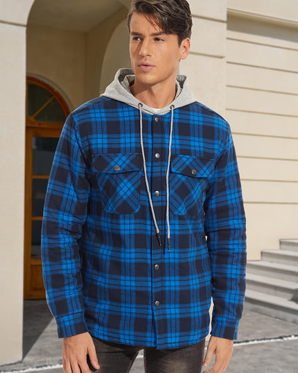 Men's Heavyweight Plaid Hooded Jacket - Cozy & Stylish Winter Wear