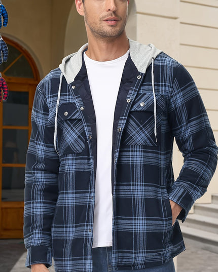 Men's Heavyweight Plaid Hooded Jacket - Cozy & Stylish Winter Wear