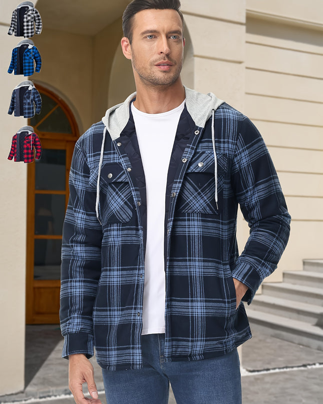 Men's Heavyweight Plaid Hooded Jacket - Cozy & Stylish Winter Wear