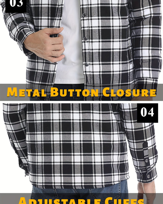 Men's Heavyweight Winter Jacket - Windproof Thermal Flannel Coat