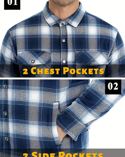 Men's Heavyweight Winter Jacket - Windproof Thermal Flannel Coat