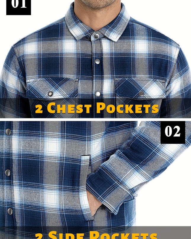 Men's Heavyweight Winter Jacket - Windproof Thermal Flannel Coat
