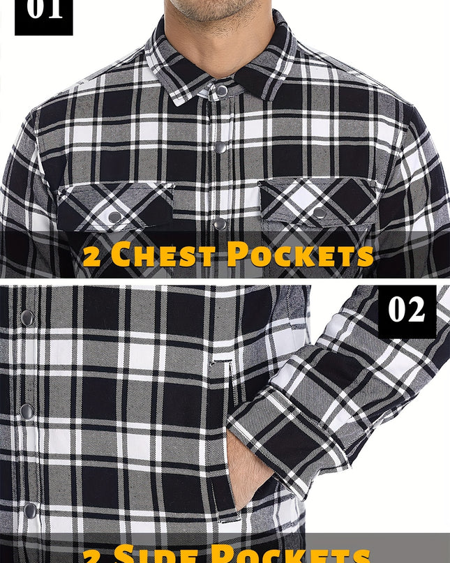 Men's Heavyweight Winter Jacket - Windproof Thermal Flannel Coat