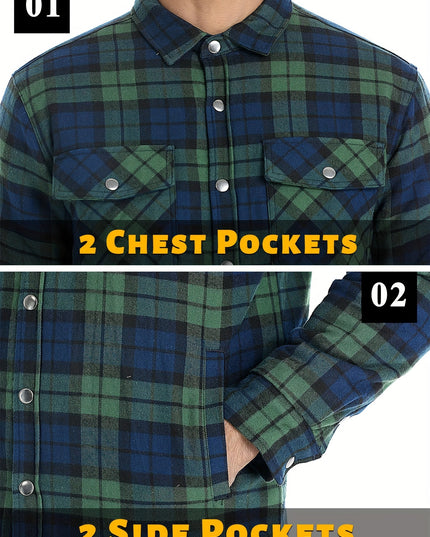 Men's Heavyweight Winter Jacket - Windproof Thermal Flannel Coat