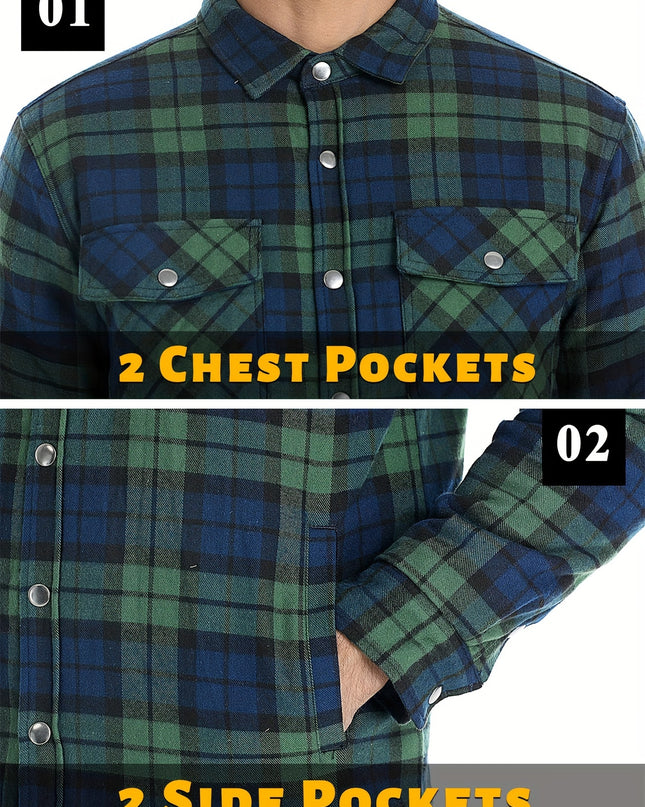 Men's Heavyweight Winter Jacket - Windproof Thermal Flannel Coat