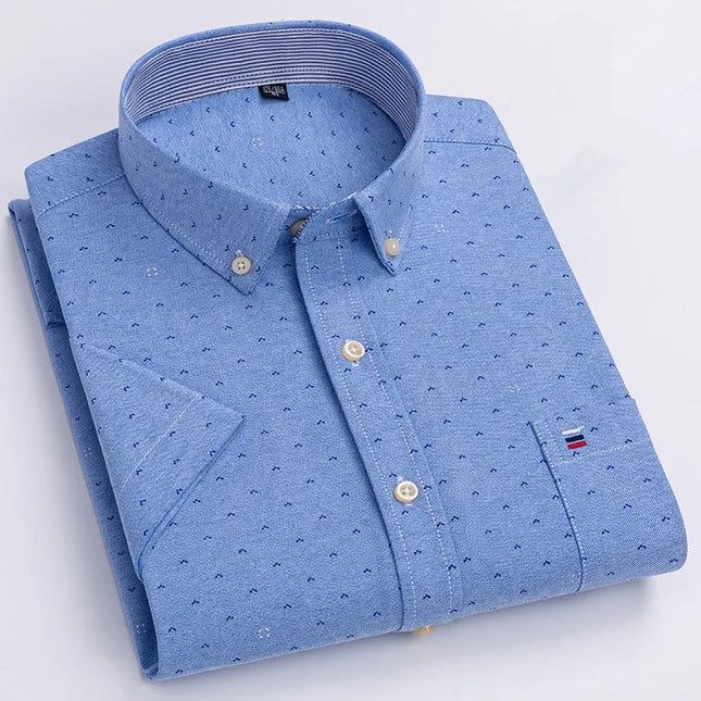 Men's High-Quality Cotton Short Sleeve Plaid Shirt - Plus Size 5XL-7XL