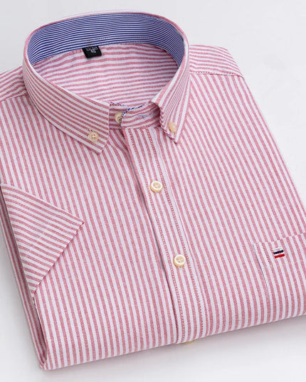 Men's High-Quality Cotton Short Sleeve Plaid Shirt - Plus Size 5XL-7XL
