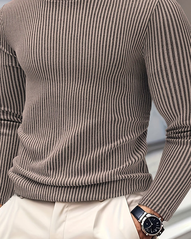 Men's Knit Sweater - Casual Spring/Autumn Ribbed Top