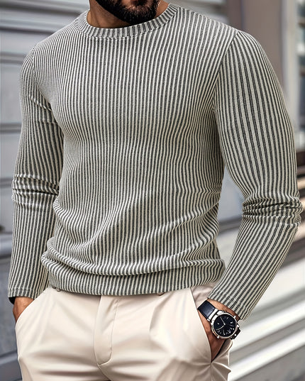 Men's Knit Sweater - Casual Spring/Autumn Ribbed Top
