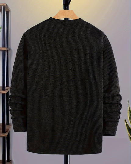 Men's Knit Sweater - Casual Spring/Autumn Ribbed Top