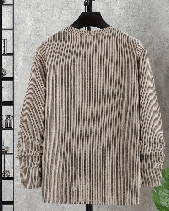Men's Knit Sweater - Casual Spring/Autumn Ribbed Top
