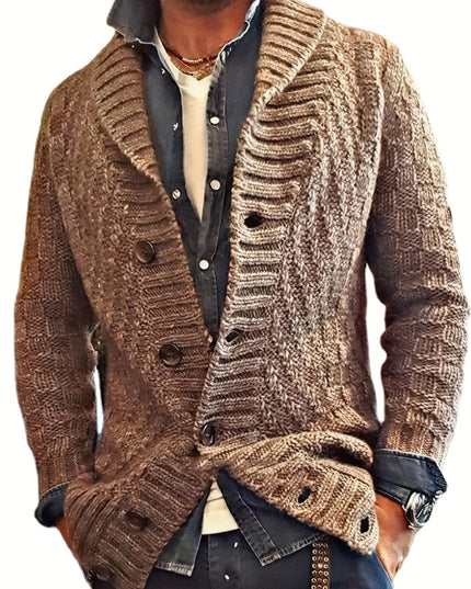 Men's Knitted Cardigan Jacket - Casual Vintage Style, V-neck