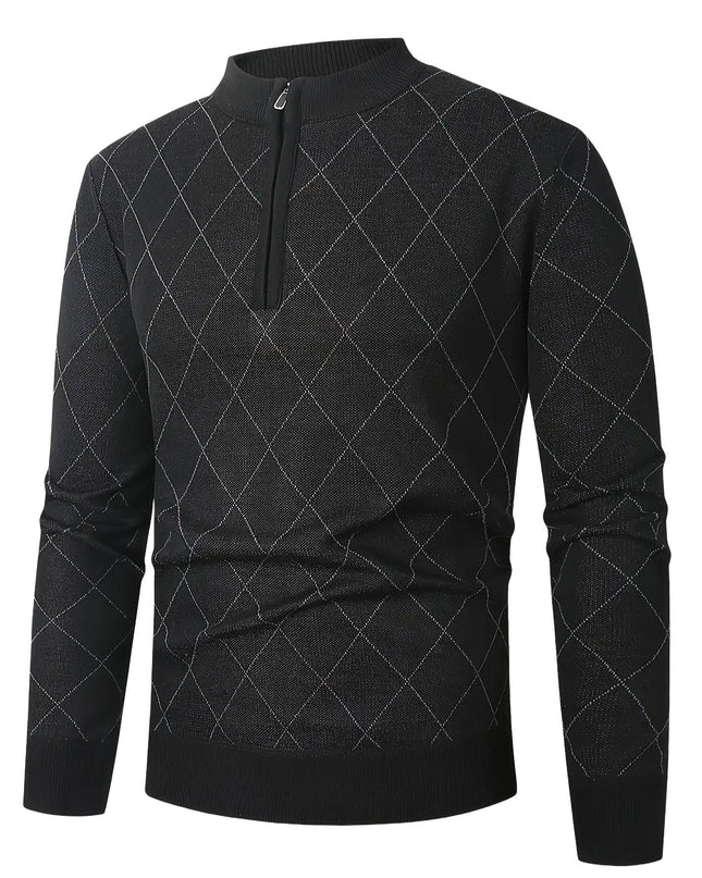 Men's Knitted Jacket - 1/4 Zip, Casual & Warm for Fall/Winter