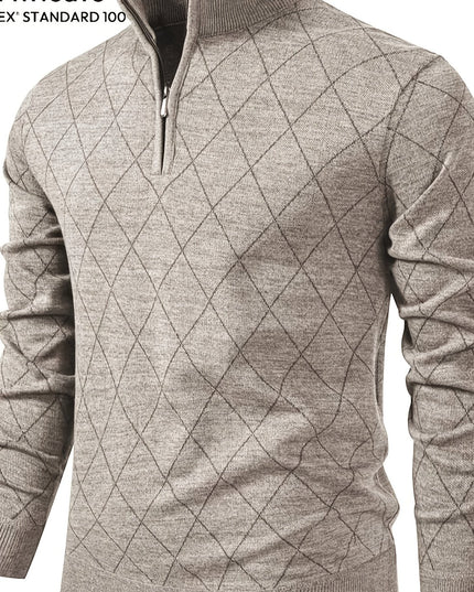 Men's Knitted Jacket - 1/4 Zip, Casual & Warm for Fall/Winter