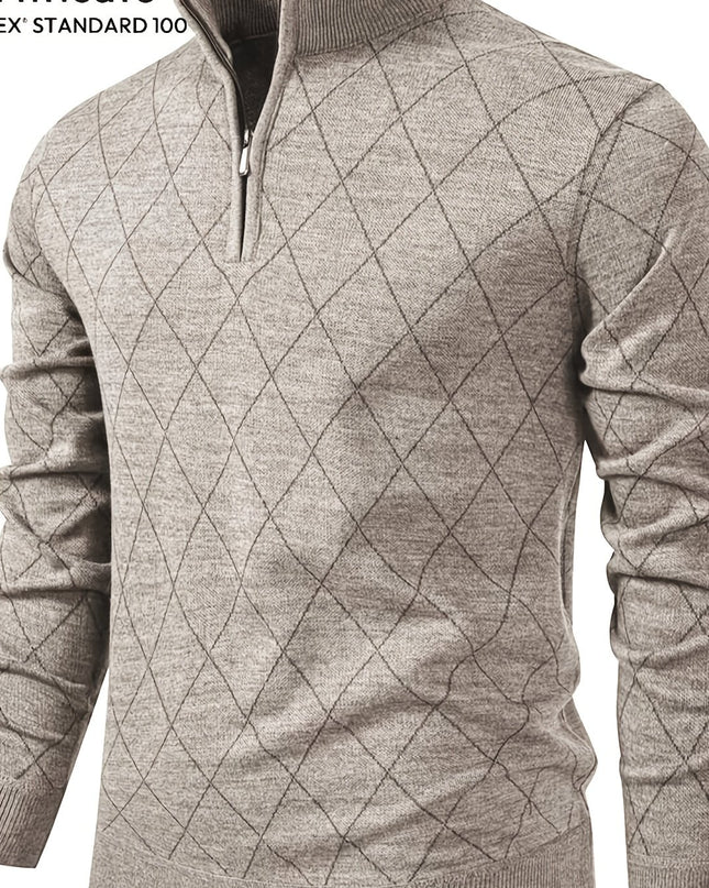 Men's Knitted Jacket - 1/4 Zip, Casual & Warm for Fall/Winter