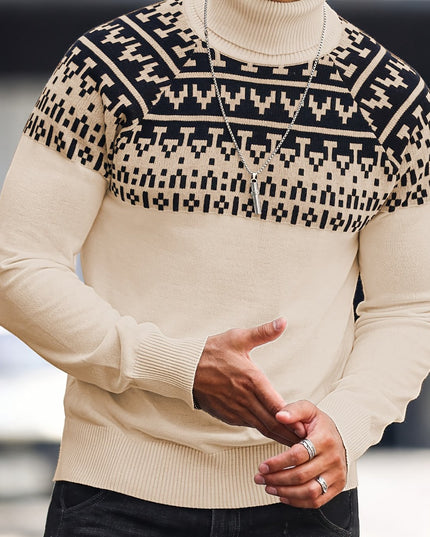 Men's Knitted Pullover - Casual Turtle Neck for Fall/Winter