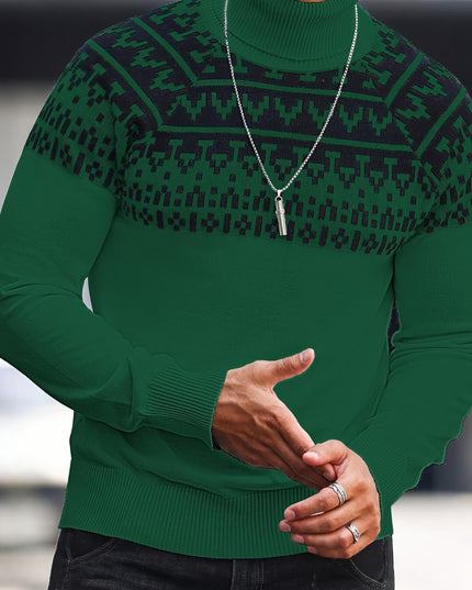 Men's Knitted Pullover - Casual Turtle Neck for Fall/Winter