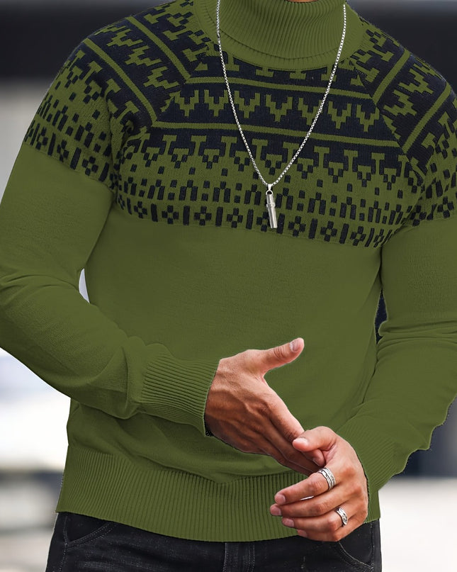 Men's Knitted Pullover - Casual Turtle Neck for Fall/Winter