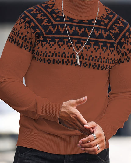 Men's Knitted Pullover - Casual Turtle Neck for Fall/Winter