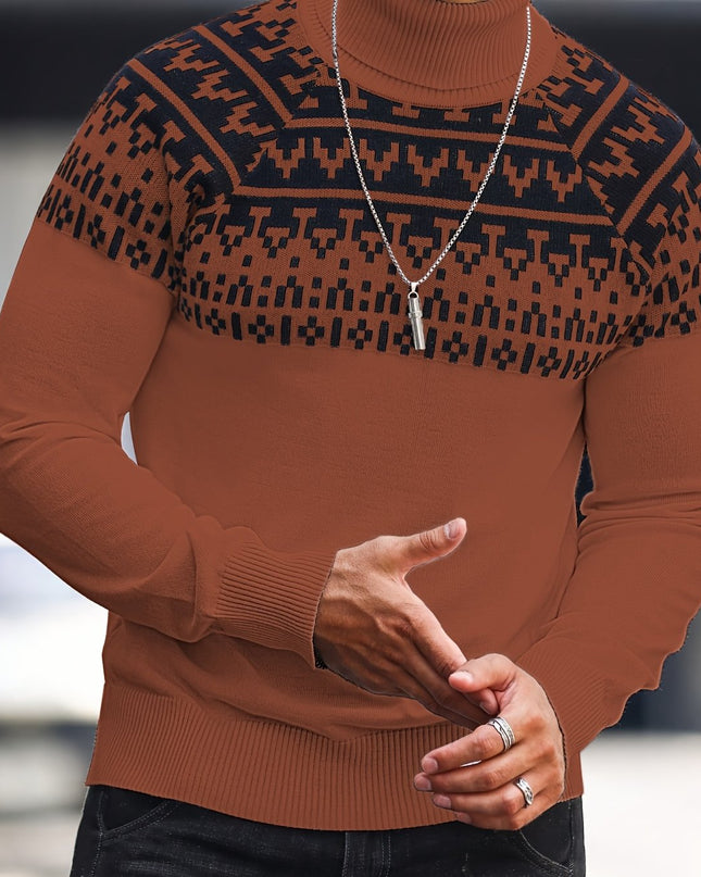Men's Knitted Pullover - Casual Turtle Neck for Fall/Winter