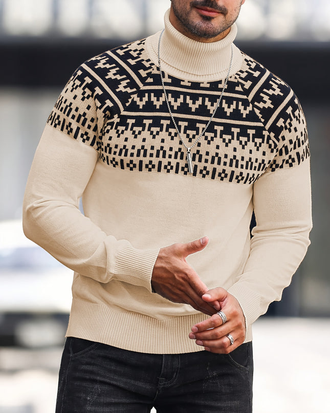Men's Knitted Pullover - Casual Turtle Neck for Fall/Winter