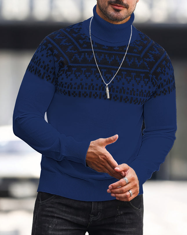 Men's Knitted Pullover - Casual Turtle Neck for Fall/Winter