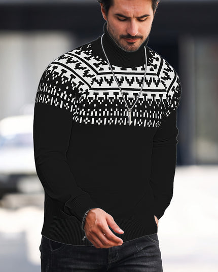Men's Knitted Pullover - Casual Turtle Neck for Fall/Winter