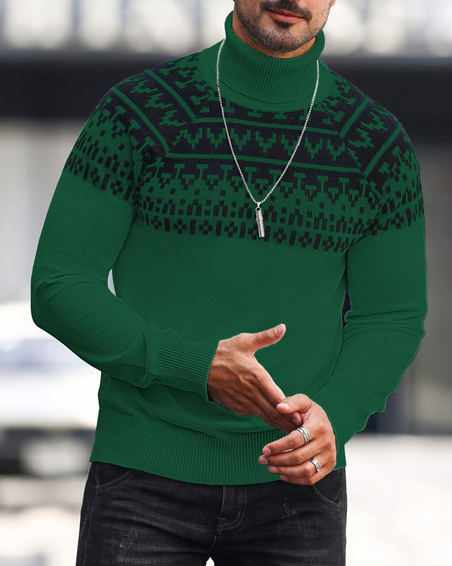 Men's Knitted Pullover - Casual Turtle Neck for Fall/Winter