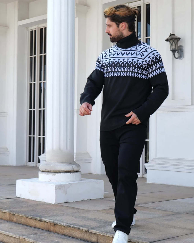 Men's Knitted Pullover - Casual Turtle Neck for Fall/Winter