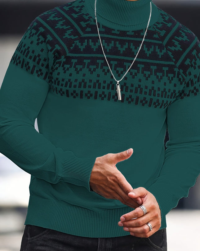 Men's Knitted Pullover - Casual Turtle Neck for Fall/Winter