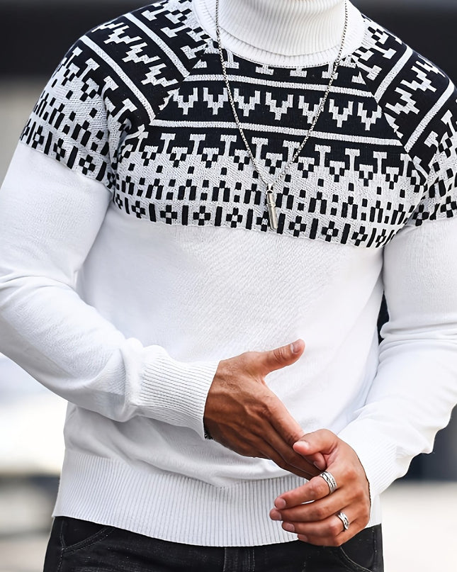 Men's Knitted Pullover - Casual Turtle Neck for Fall/Winter