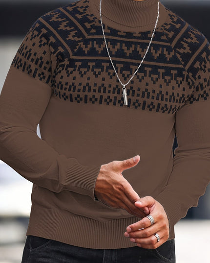 Men's Knitted Pullover - Casual Turtle Neck for Fall/Winter