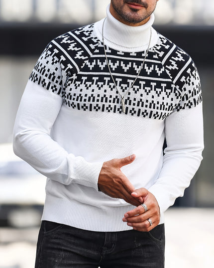 Men's Knitted Pullover - Casual Turtle Neck for Fall/Winter