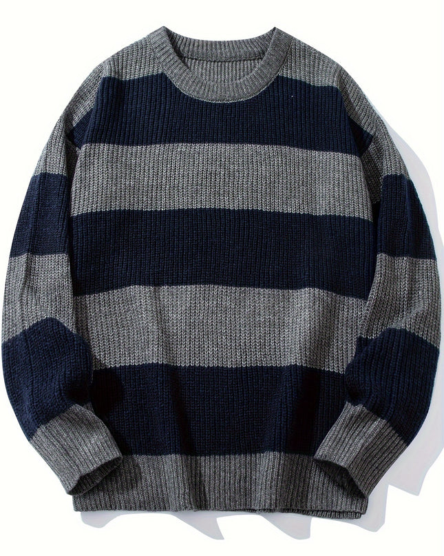 Men's Knitted Pullover Sweater - Soft, Warm Casual Top