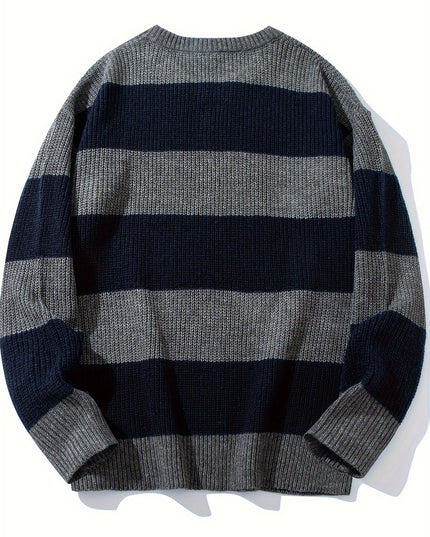 Men's Knitted Pullover Sweater - Soft, Warm Casual Top