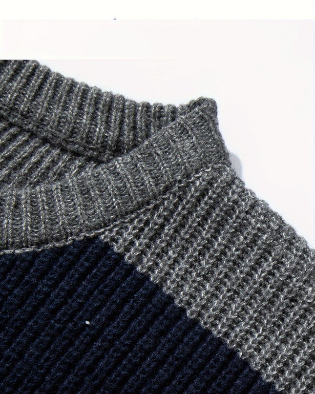 Men's Knitted Pullover Sweater - Soft, Warm Casual Top