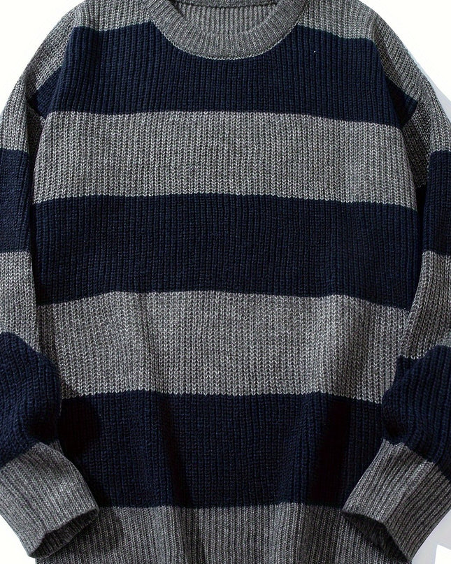 Men's Knitted Pullover Sweater - Soft, Warm Casual Top