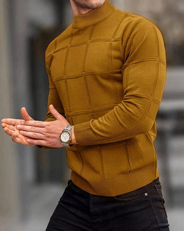 Men's Knitted Pullover Sweater - Warm Stand-Up Collar Top