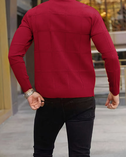 Men's Knitted Pullover Sweater - Warm Stand-Up Collar Top