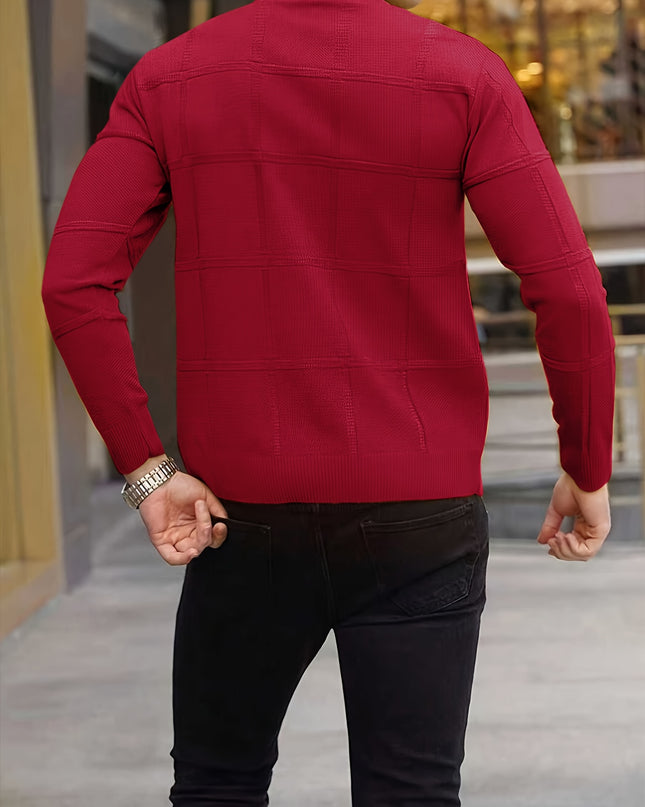 Men's Knitted Pullover Sweater - Warm Stand-Up Collar Top