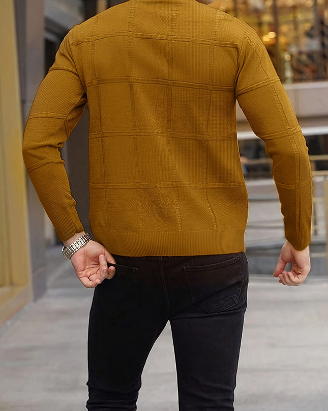 Men's Knitted Pullover Sweater - Warm Stand-Up Collar Top