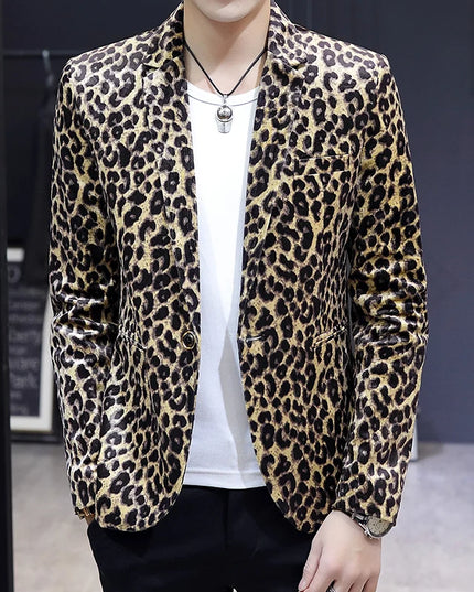 Men's Leopard Print Blazer - Luxurious British Style for Weddings