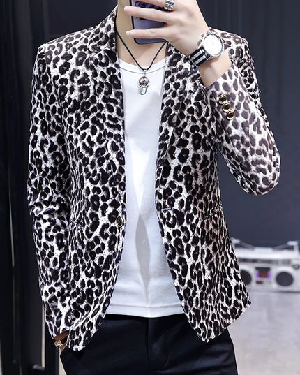 Men's Leopard Print Blazer - Luxurious British Style for Weddings